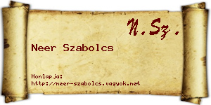 Neer Szabolcs névjegykártya